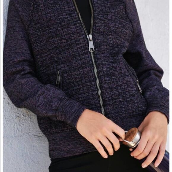 Free People Naomi Full Zip Sweater Sports Jacket Purple Black Size XS - Picture 2 of 12
